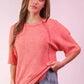 VERY J Mineral Washed Ribbed Knit Casual Top - DAVERRI FASHIONS