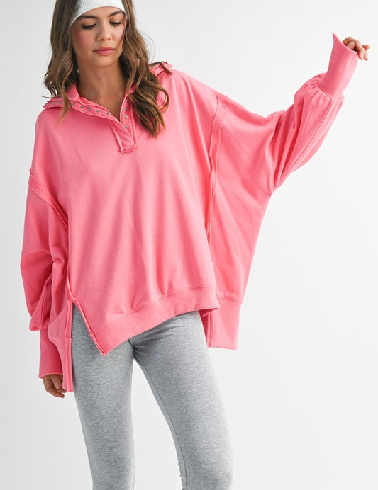 FLAMINGO S Tamika Henley Sweatshirt | Daverri Fashions