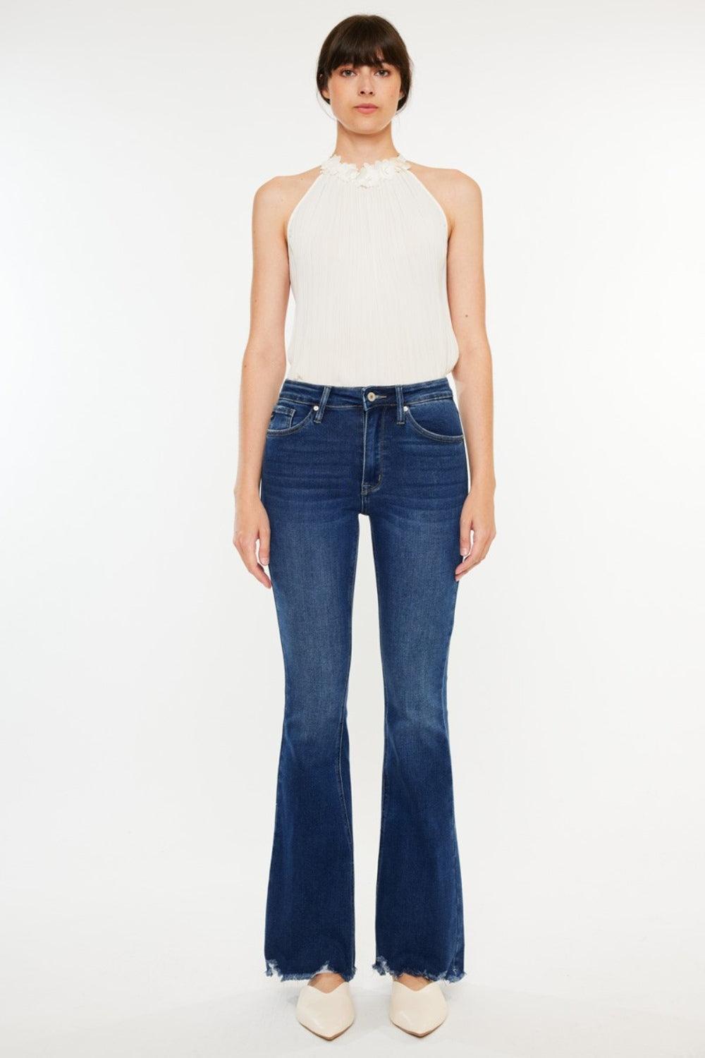 Kancan Cat's Whiskers Raw Hem Flare Jeans | Jeans Daverri Fashions