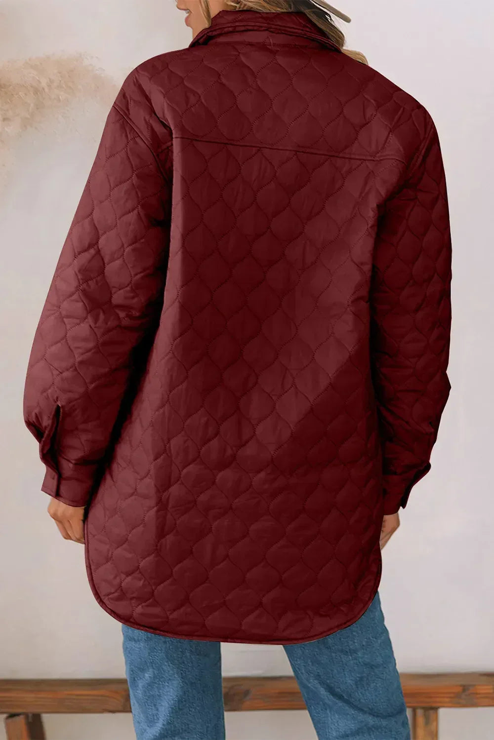 Snap Down Collared Winter Coat - DAVERRI FASHIONS