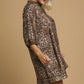 Umgee Full Size Leopard Print Mini Dress with Contrast Trim Plus Size Mini Dresses
