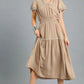 Umgee Tiered Flutter Sleeve Midi Dress Camel Midi Dresses