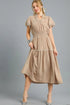 Umgee Tiered Flutter Sleeve Midi Dress Camel Midi Dresses