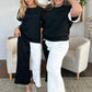 Double Take Full Size Texture Contrast T-Shirt and Wide Leg Pants Set Outfit Sets