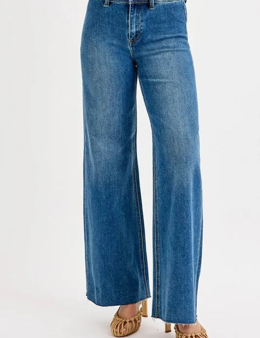 RISEN High-Waisted Wide Leg Jeans | Jeans Daverri Fashions