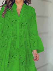 Full Size Eyelet Ruffled Hem Tiered Dress Plus Size | Mini Dresses Daverri Fashions