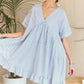 ADORA Ruffled Hem Striped V-Neck Babydoll Dress Babydoll Dresses