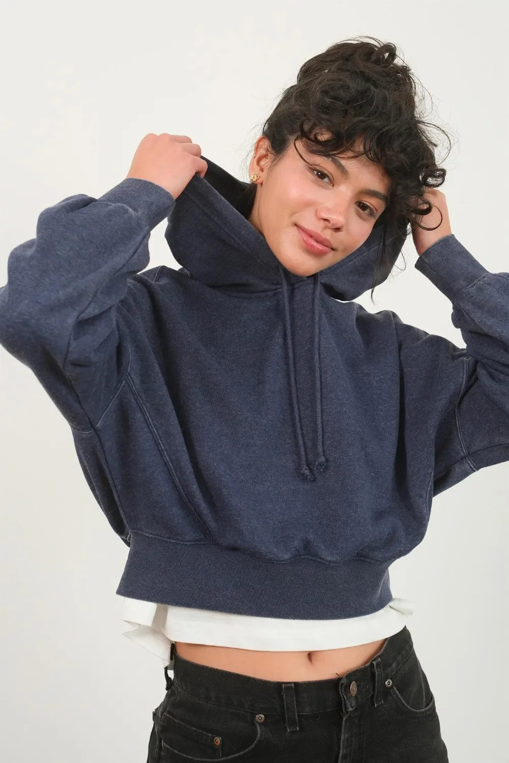 Dark Night HYFVE Drop Shoulder Cropped Hoodie | Hoodies Daverri Fashions