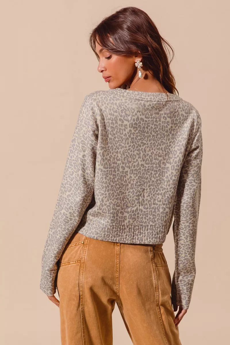 SO ME Two Tone Leopard Vintage Print Button Up Cardigan | Cardigans Daverri Fashions