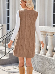 Lovelet Cable Knit V-Neck Mini Sweater Overall Dress | Mini Dresses Daverri Fashions
