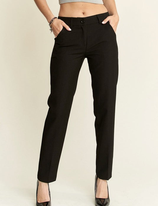 ADORA Zipper Skinny 2 Pockets Pants Black