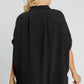 Umgee Full Size High-Low Button Up Short Sleeve Shirt