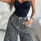 Leopard Print High-Waisted Denim Shorts - DAVERRI FASHIONS