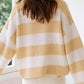Cozy oversized Daverri Fashions striped knit sweater in cream and mustard yellow