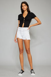 Kancan Full Size High Rise Frayed Hem Denim Shorts Shorts