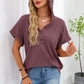 Daverri casual waffle knit mauve hooded button top