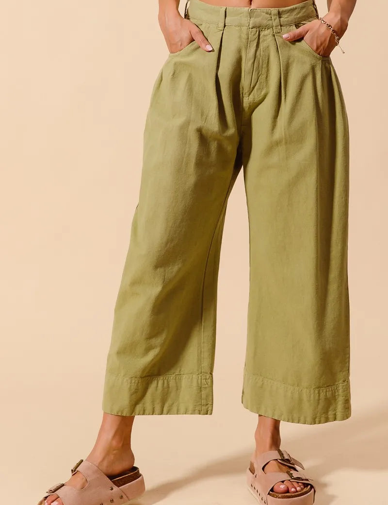 SAGE SO ME Mid Rise Wide Leg Chino Pants With Pockets | Pants Daverri Fashions