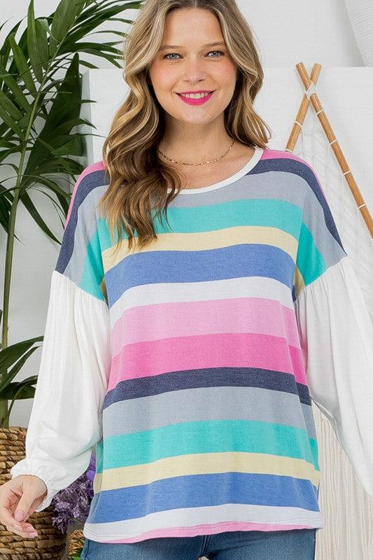 Multi Striped Boxy Top Shirts & Tops