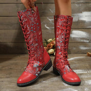 Lace Up Block Heels Boots | Boots Daverri Fashions