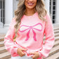 Bow Round Neck Long Sleeve Sweater - DAVERRI FASHIONS