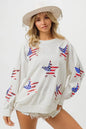 BiBi American Flag Sequin Star Sweatshirt - DAVERRI FASHIONS