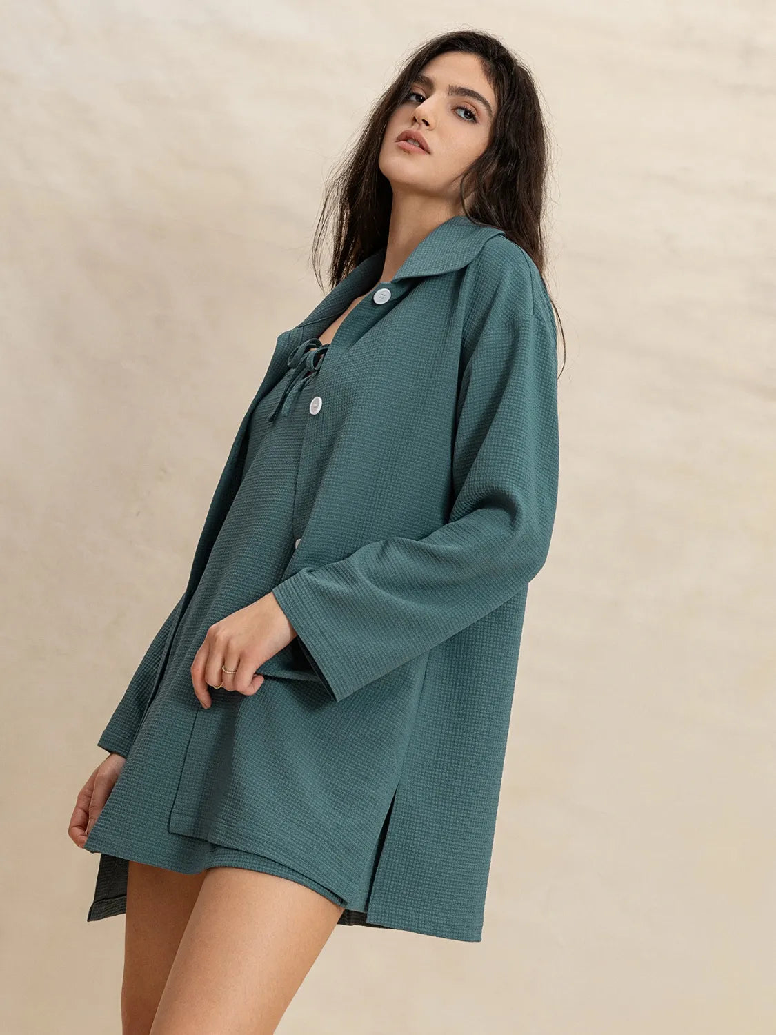 Tie Shoulder Mini Dress and Long Sleeve Top Set | Daverri Fashions