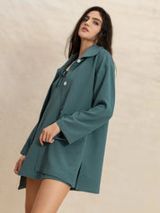 Tie Shoulder Mini Dress and Long Sleeve Top Set | Daverri Fashions