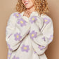 POL Daisy Pattern Drop Shoulder Sweater Cream