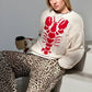 Full Size Lobster Contrast Trim Round Neck Sweater Plus Size - DAVERRI FASHIONS