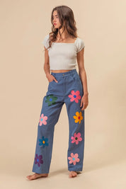BiBi Flower Print Straight Legs Pants | Pants Daverri Fashions