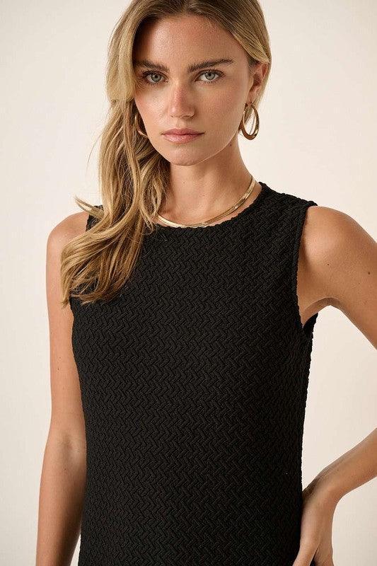 Mittoshop Side Slit Round Neck Sleeveless Dress - DAVERRI FASHIONS