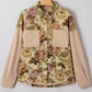 Floral Waffle Knit Patchwork Chest Pockets Buttoned Jacket - DAVERRI FASHIONS