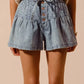 SO ME Flared Denim Shorts with Elasticized Waist - DAVERRI FASHIONS