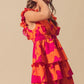 SO ME Floral V Neck Layered Dress with Elasticized Waist