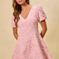 Pink floral lace SO ME jacquard fit and flare mini dress