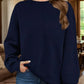 Full Size Texture Round Neck Long Sleeve Sweatshirt - DAVERRI FASHIONS
