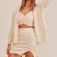 MABLE 3 Pieces Sweater Set with Crop Cami, Mini Skirt, Cardigan Skirt Sets