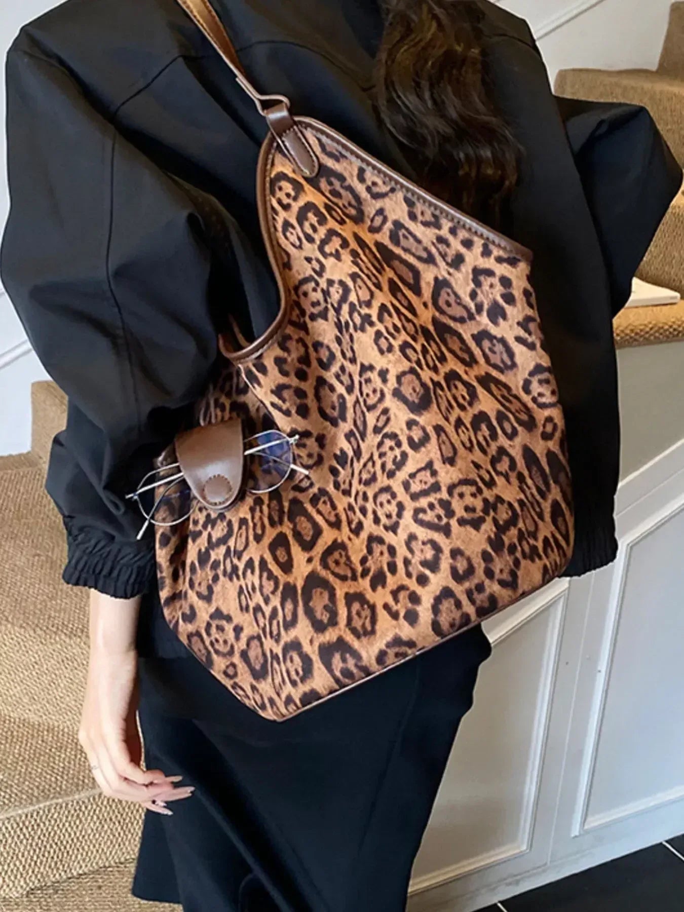 Leopard Print Large Tote Bag - DAVERRI FASHIONS