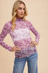 Annie Wear Floral Lettuce Hem Sheer Mesh Top - DAVERRI FASHIONS