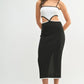 MABLE Black Ribbed Knit Color Block Cutout Midi Dress - DAVERRI FASHIONS
