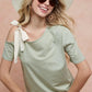 BiBi Tied Ribbon One Shoulder Short Sleeve T-Shirt - DAVERRI FASHIONS