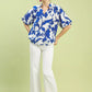 Umgee Floral Print Puff Sleeve Blouse with Scallop Hem - DAVERRI FASHIONS