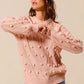 SO ME Pom Pom Textured Knit Sweater Top - DAVERRI FASHIONS