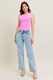 Judy Blue Full Size High Waist Stone Wash Straight Jeans Plus Size | Jeans Daverri Fashions