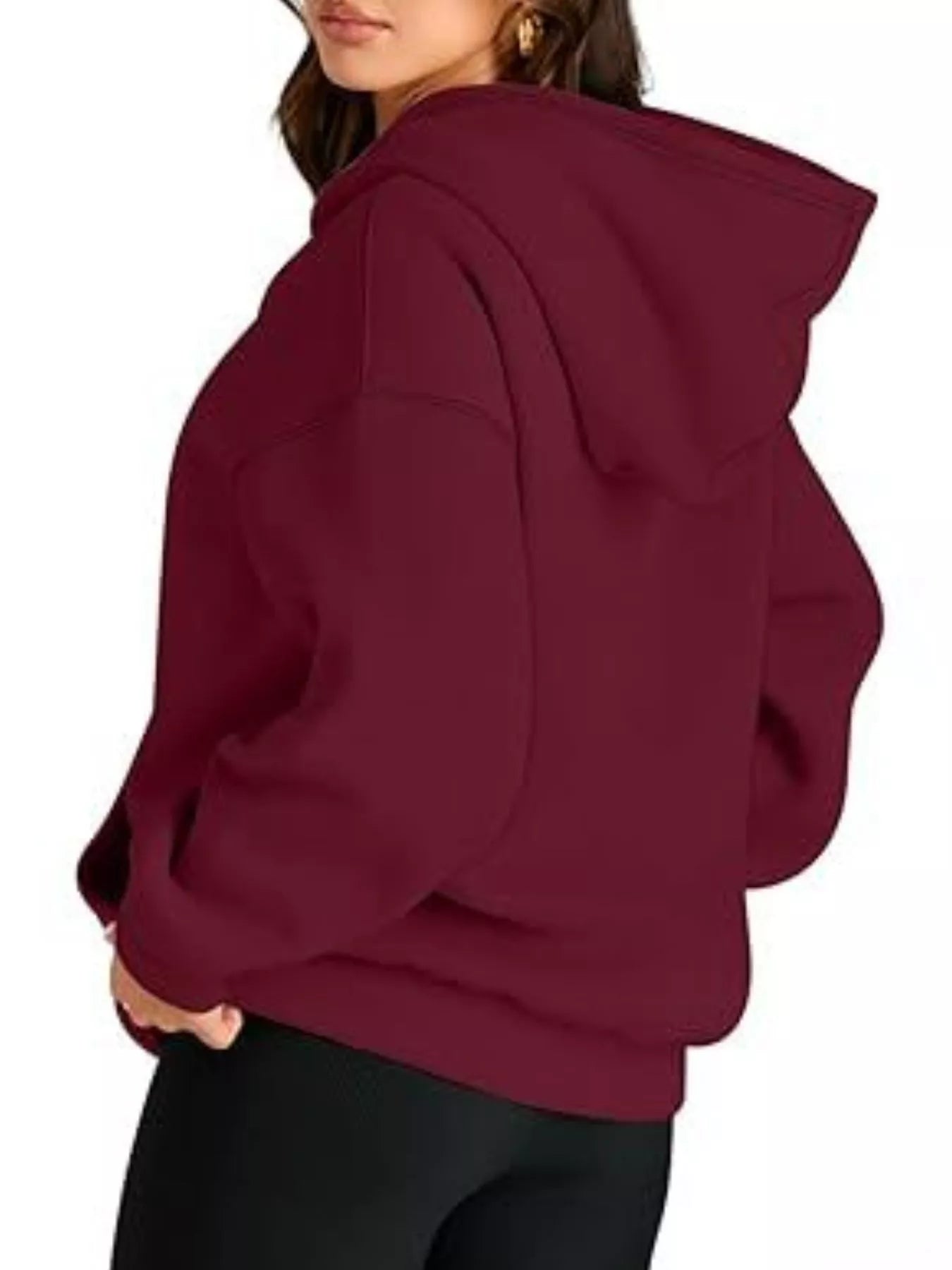 Maroon oversized kangaroo pocket hoodie in cozy relaxed fit