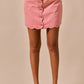SO ME pink vintage wash scallop edge denim mini skirt