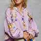 POL Raw Hem Floral Print Cropped Hooded Jacket Jackets
