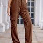 Daverri high-waisted cargo jeans in brown with multiple pockets and relaxed fit