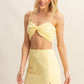 HYFVE Yellow Ruched Bra Top and Mini Skirt Set Skirt Sets