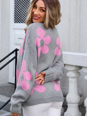 Flower Open Front Long Sleeve Cardigan | Cardigans Daverri Fashions